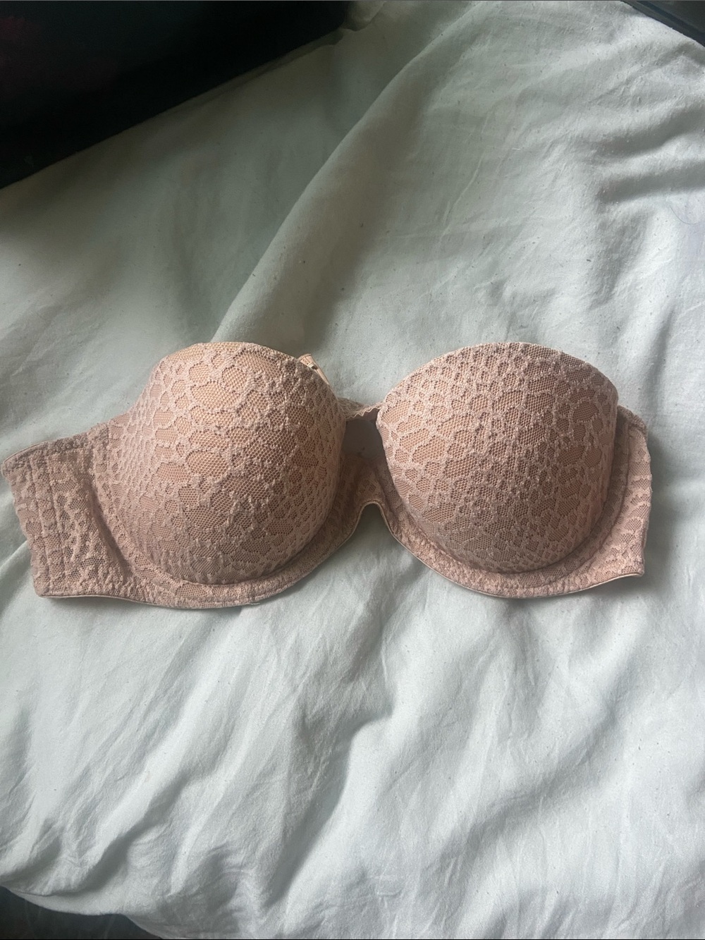 aerie Strapless Lace Push-Up Bra in Light Blush